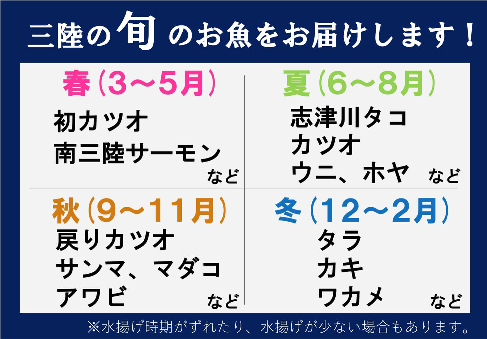 三陸の旬の魚介類